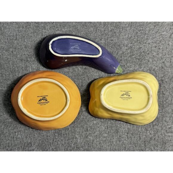 Williams Sonoma Jardin Potager Veggie Bowls - Pumpkin/Pepper/Eggplant - Set of 3 - Picture 6 of 8